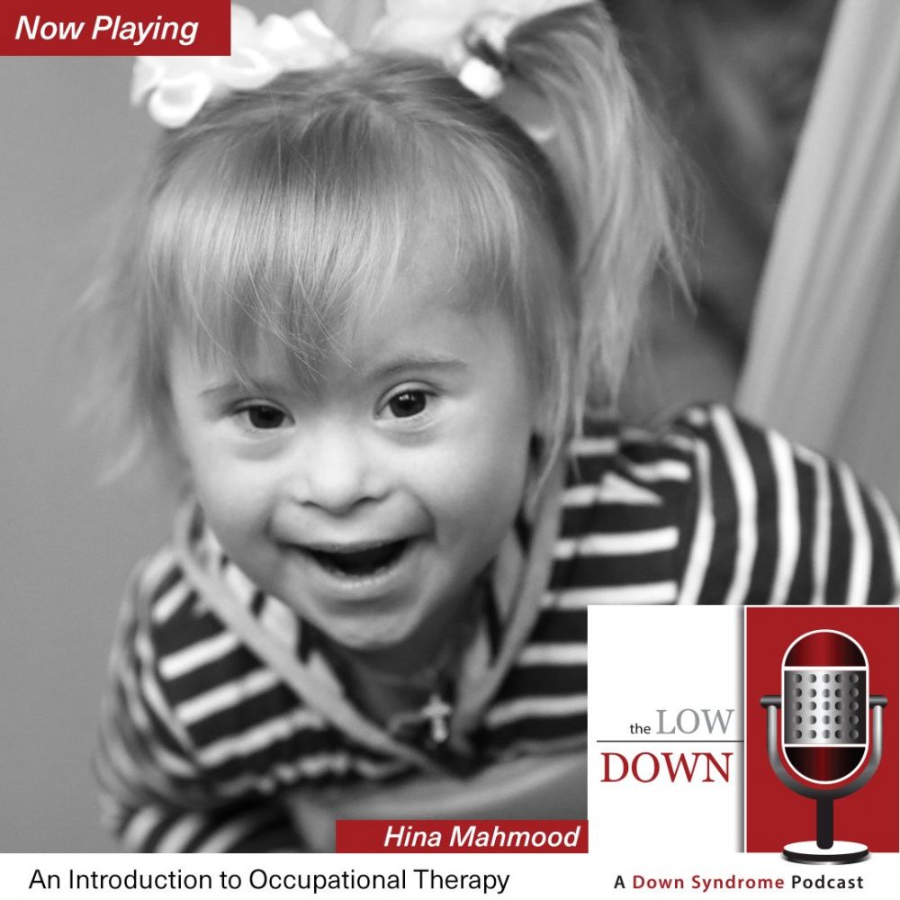 Young girl with Down syndrome swings in hammock