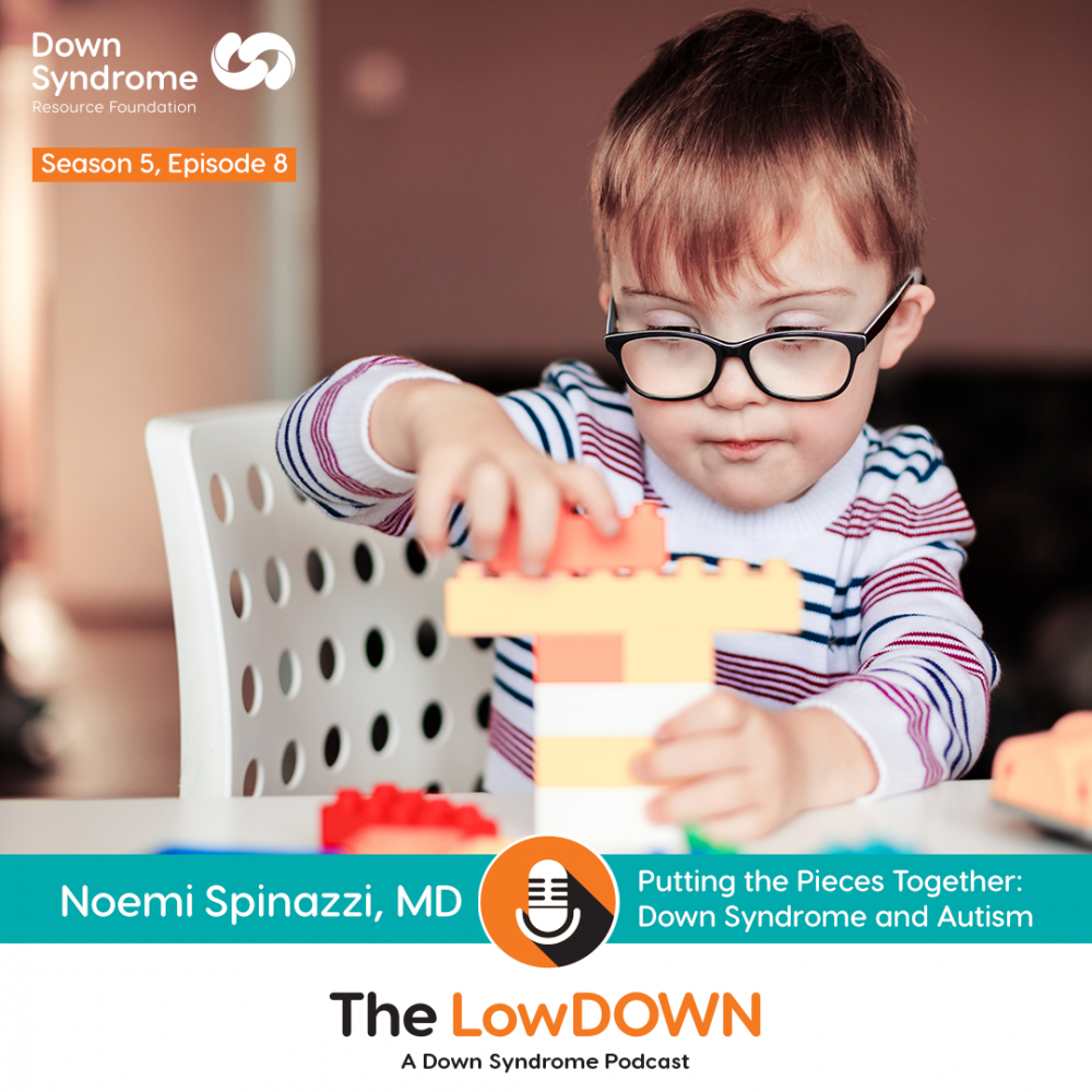 Boy with Down syndrome plays with lego blocks