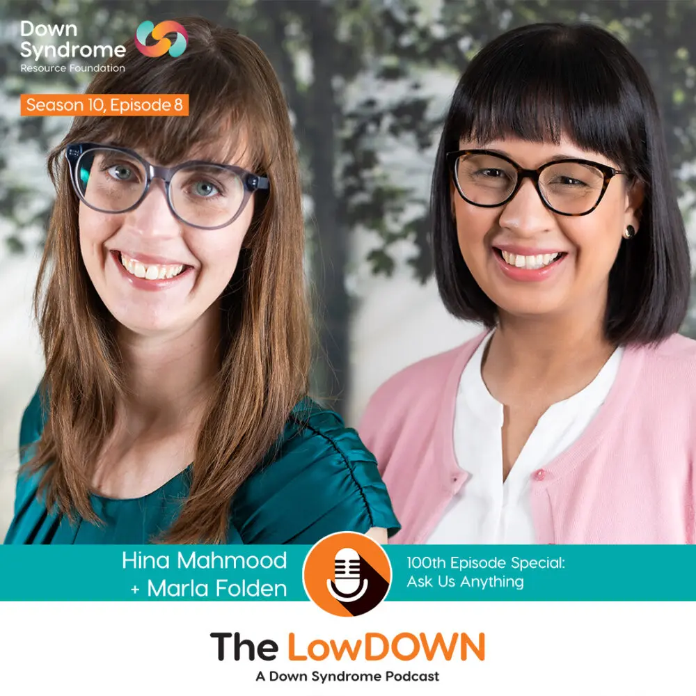 headshots of two women, one white with long brown hair, glasses and a green top, the other south Asian with medium length black hair, glasses, and a pink sweater over white shirt